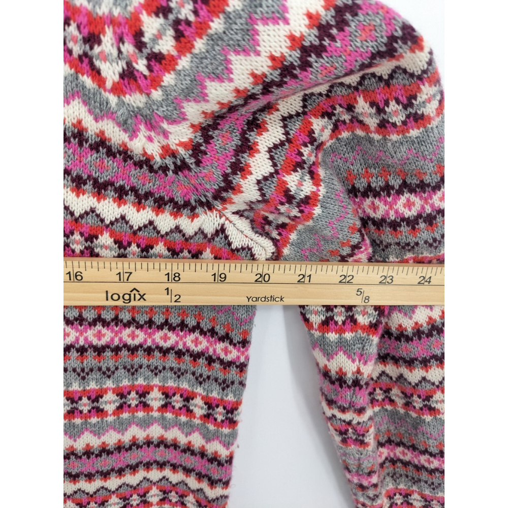 Talbots Sweater Womens Plus 14W Gray Pink‎ Lambswool Blend Fair Isle Grandpa - Picture 8 of 9